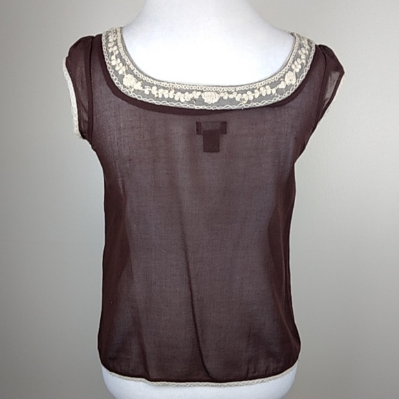 Anthropologie Fei Embroidered Neck Top Size 6 - Picture 4 of 6